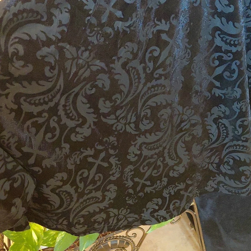 KILLSTAR 4X BLACK MISERIA SUPER FLARES ELASTIC WAIST INVERTED CROSS AND FLORAL - Picture 6 of 12